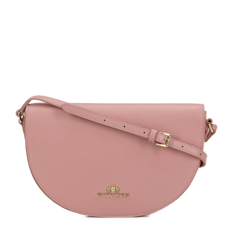 Dámska sedlová kabelka zo zrnitej kože, ružová 29-4E-022-P