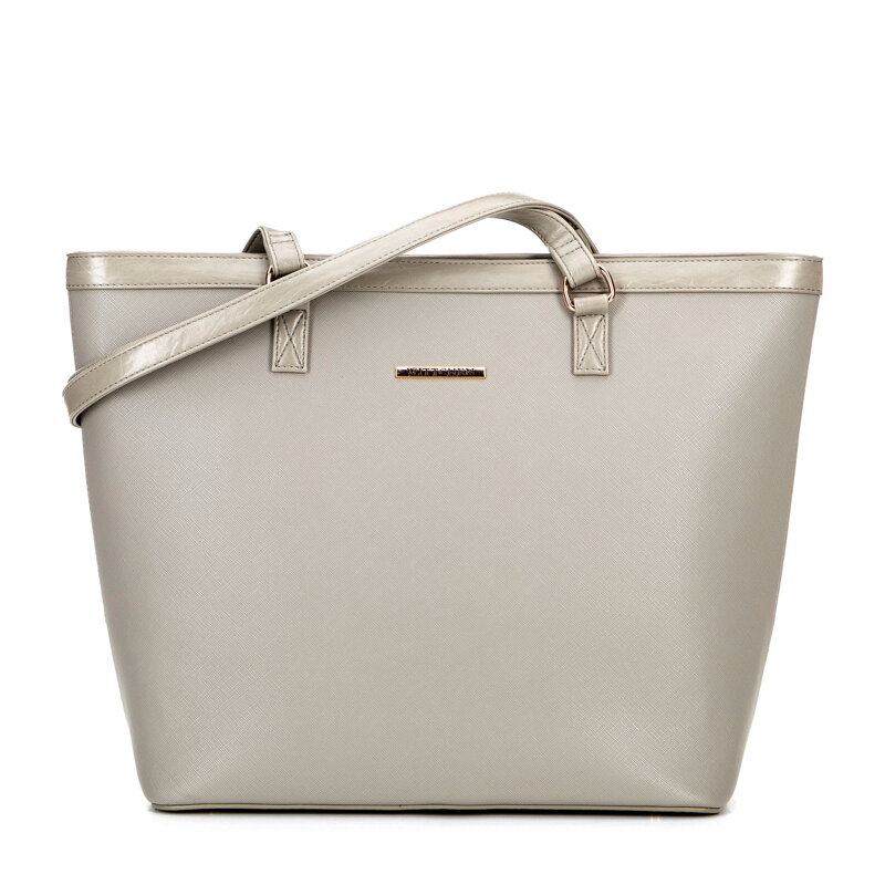 Dámska shopper kabelka z ekokože sivo-zlatá 100-4Y-006-8G