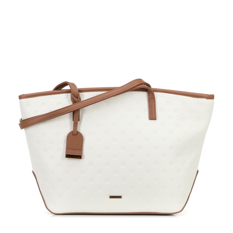 Dámska shopper kabelka z imitácie kože veľká krémová - béžová 100-4Y-219-0