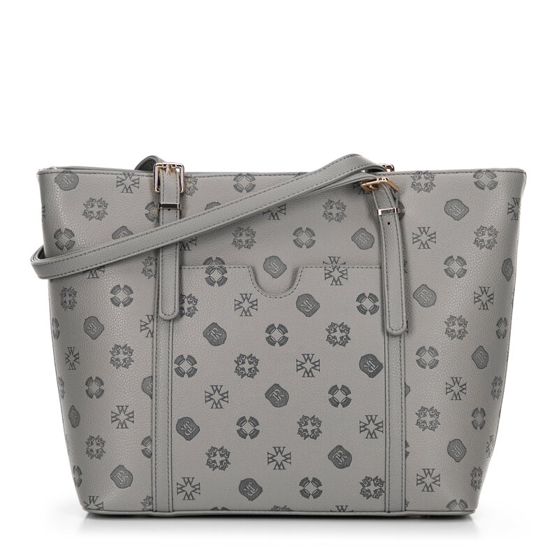 Damska shopperka z imitacji skóry w tłoczenie szara 101-4Y-P05-8