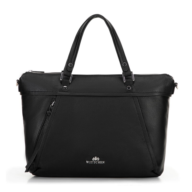 Dámska kabelka na notebook 15" z kože so strapcom čierna 100-4E-803-1