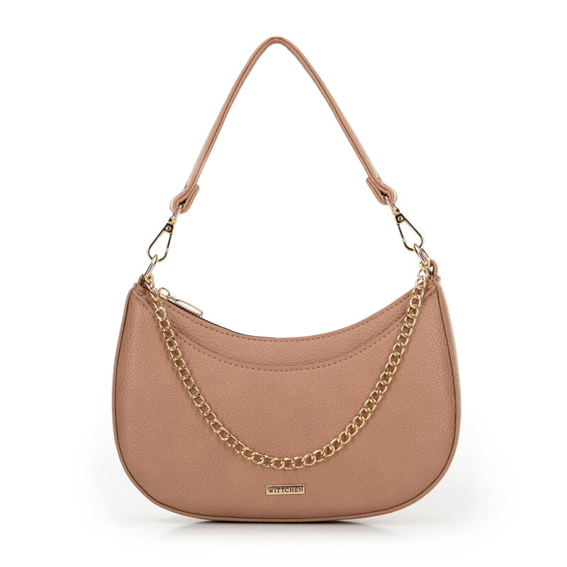 Dámska bagetová kabelka s retiazkou béžová 29-4Y-602-9