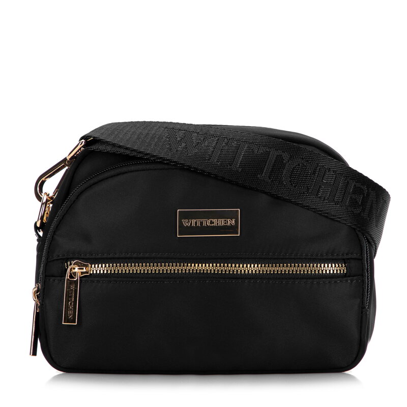 Dámska dvojpriehradková nylonová kabelka čierna 29-4P-203-10