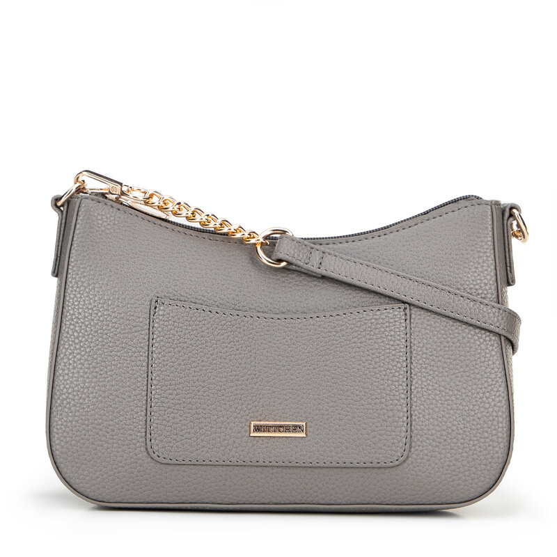 Dámska kabelka cez rameno z ekokože malá sivo-zlatá 100-4Y-007-8G