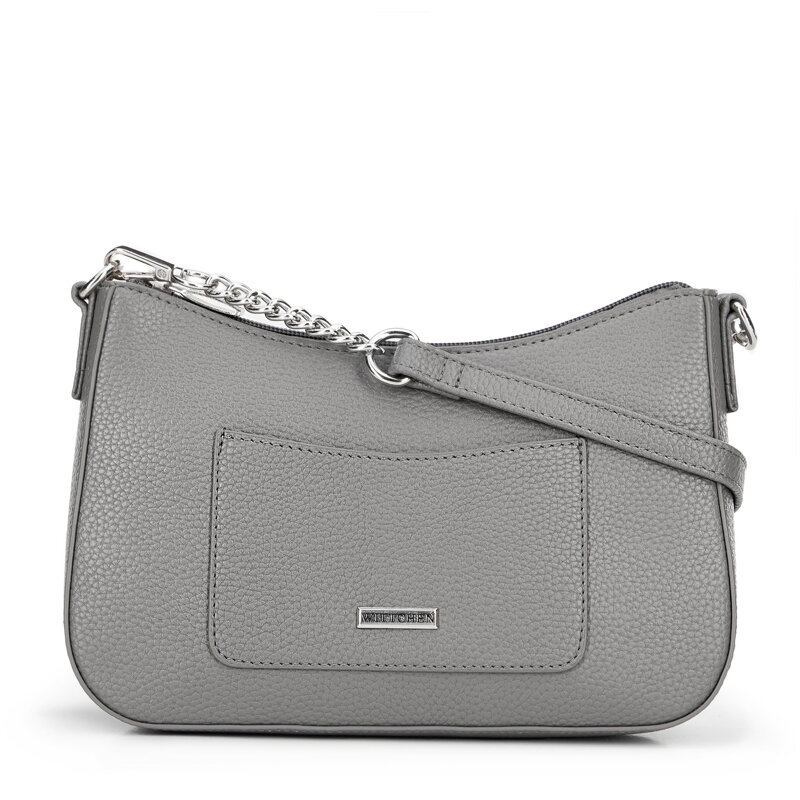 Dámska kabelka cez rameno z ekokože malá sivo-strieborná 100-4Y-007-8S