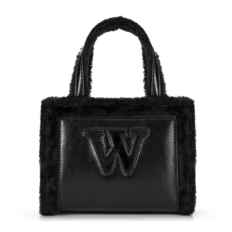 Dámska aktovka z ekokože s kožušinou, čierna 99-4Y-215-1