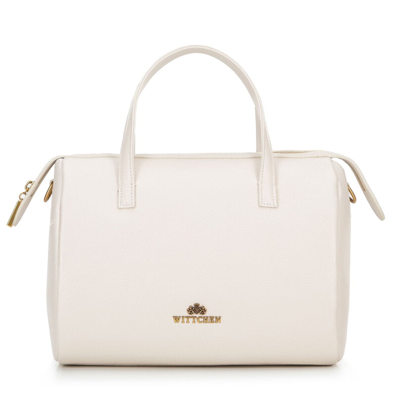 Dámska kožená aktovka krémová 100-4E-211-0