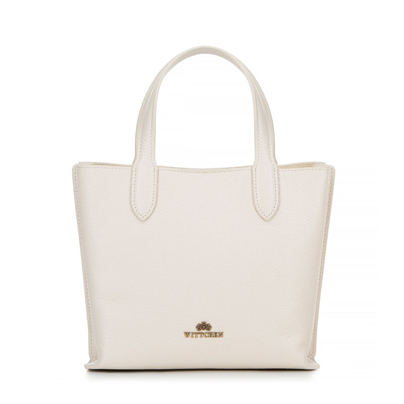 Dámska kožená aktovka so zipsom krémová 100-4E-218-0