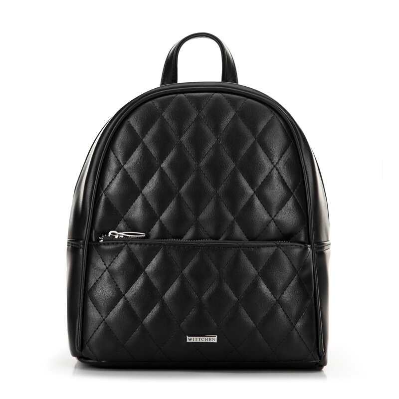 Dámsky batoh z imitácie kože s prešívaním, čierny, 100-4Y-228-1