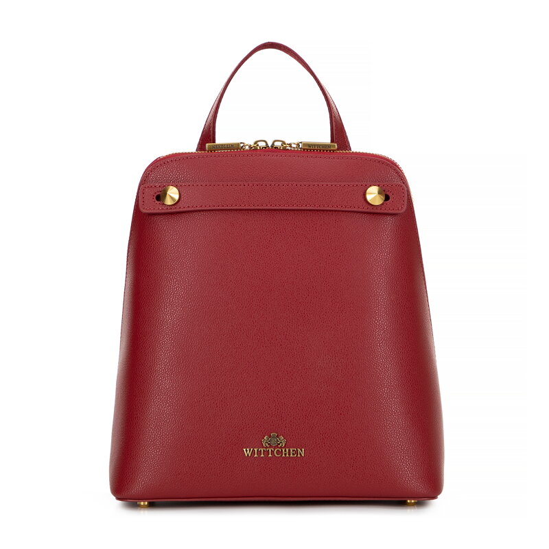 Dámsky kožený batoh lichobežníkový červený 100-4E-600-3