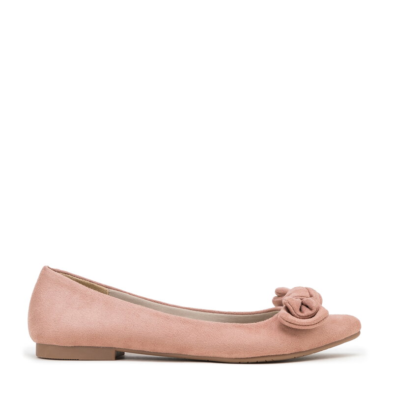 Damskie baleriny z ekozamszu z kokardą zgaszony róż 98-DP-204-P