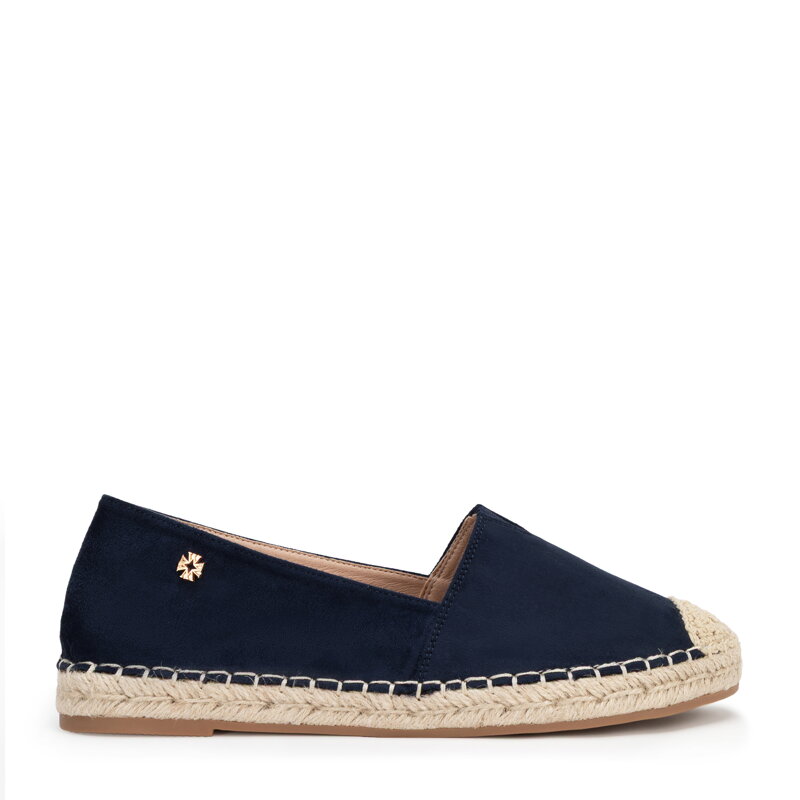 Damskie espadryle z plecionym noskiem granatowe 100-DP-805-N