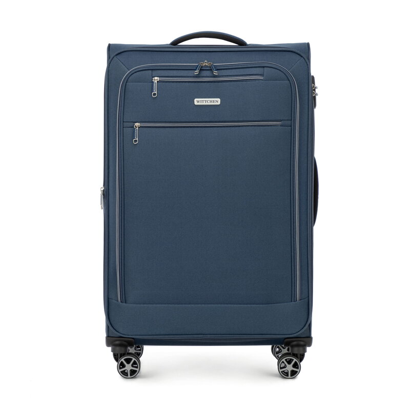 Duża walizka miękka z poliestru granatowa 56-3S-173-90