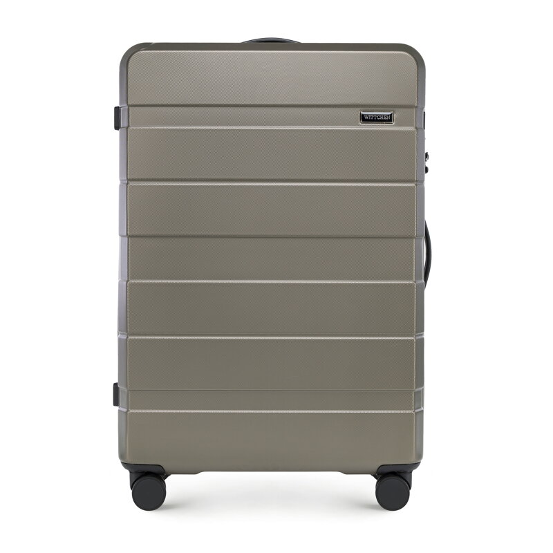 Duża walizka z ABS-u w poziome pasy szampańska 56-3A-103-86