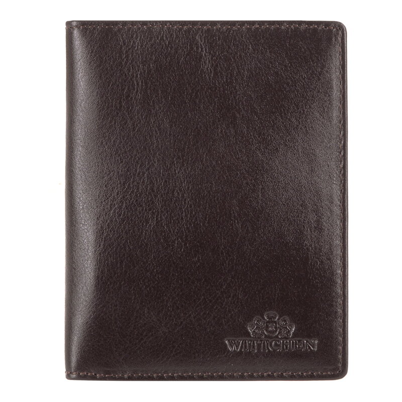 Etui na dokumenty skórzane proste brązowe 14-2-163-L41