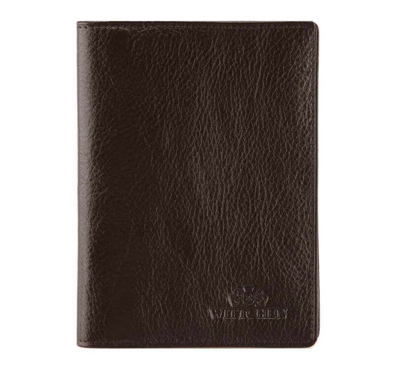 Etui na dokumenty skórzane z kieszenią ciemny brąz 21-2-174-4