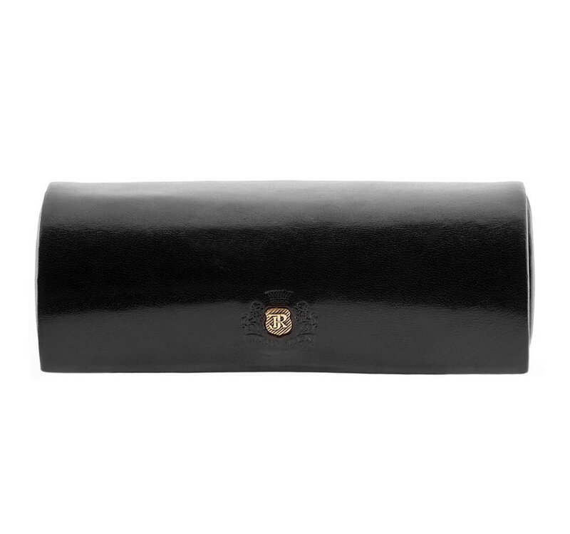 Etui na okulary ze skóry półokrągłe czarne 39-2-164-1