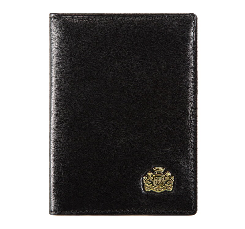 Etui na dokumenty ze skóry z herbem czarne 10-2-086-1