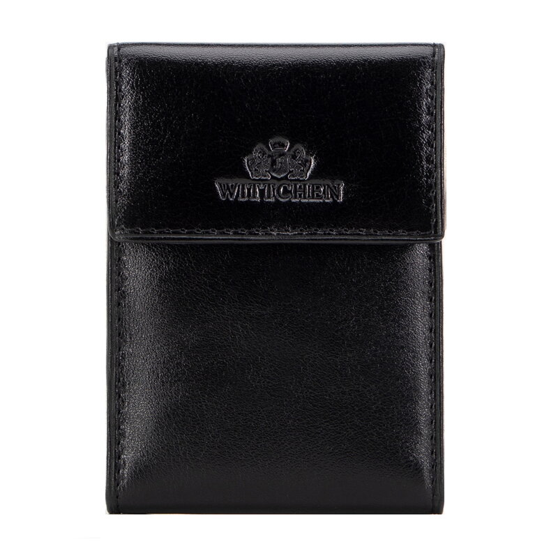 Etui na karty skórzane rozkładane czarne 21-2-011-L10