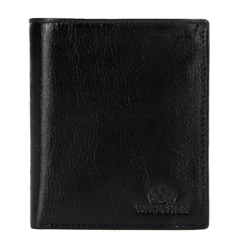 Męski portfel ze skóry naturalnej z tłoczonym logo czarny 21-1-027-L10