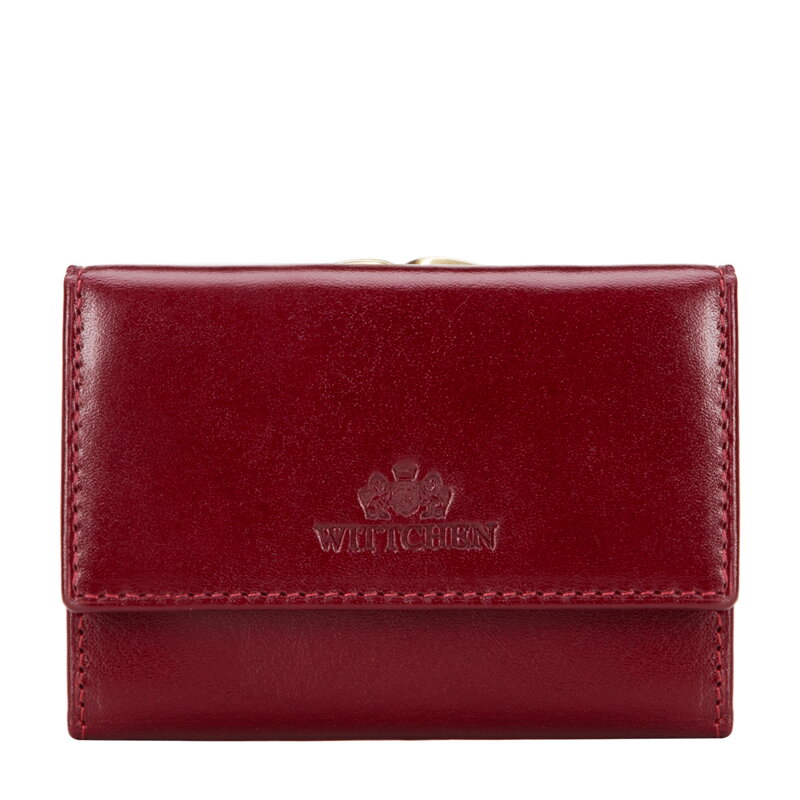 Damska portmonetka ze skóry naturalnej mała czerwona 21-1-053-L30