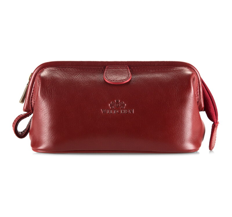 Kosmetyczka ze skóry prostokątna czerwona 21-3-004-3
