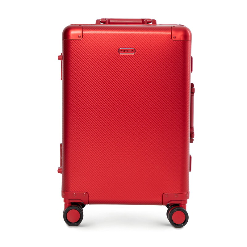 Mała walizka z aluminium na kółkach czerwona 56-3H-101-30M