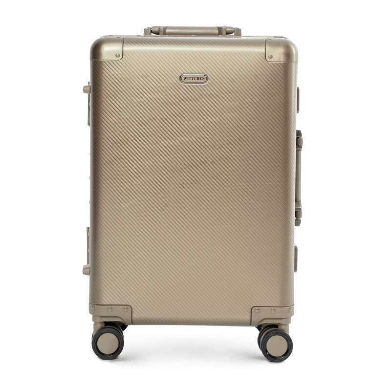 Mała walizka z aluminium na kółkach złota 56-3H-101-86M