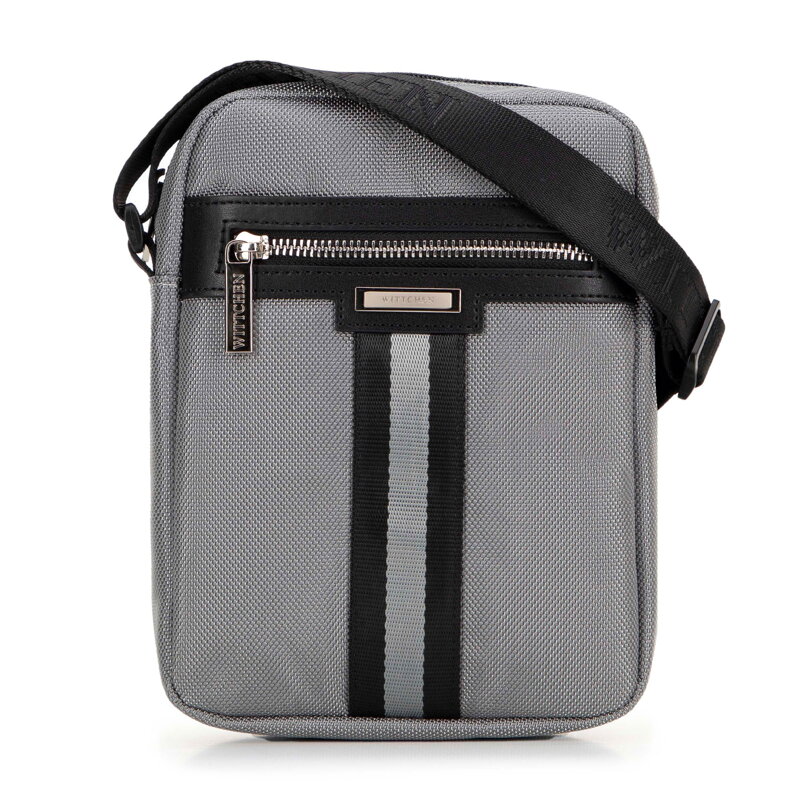 Pánska crossbody taška s dekoratívnou stuhou sivá 100-4U-905-8