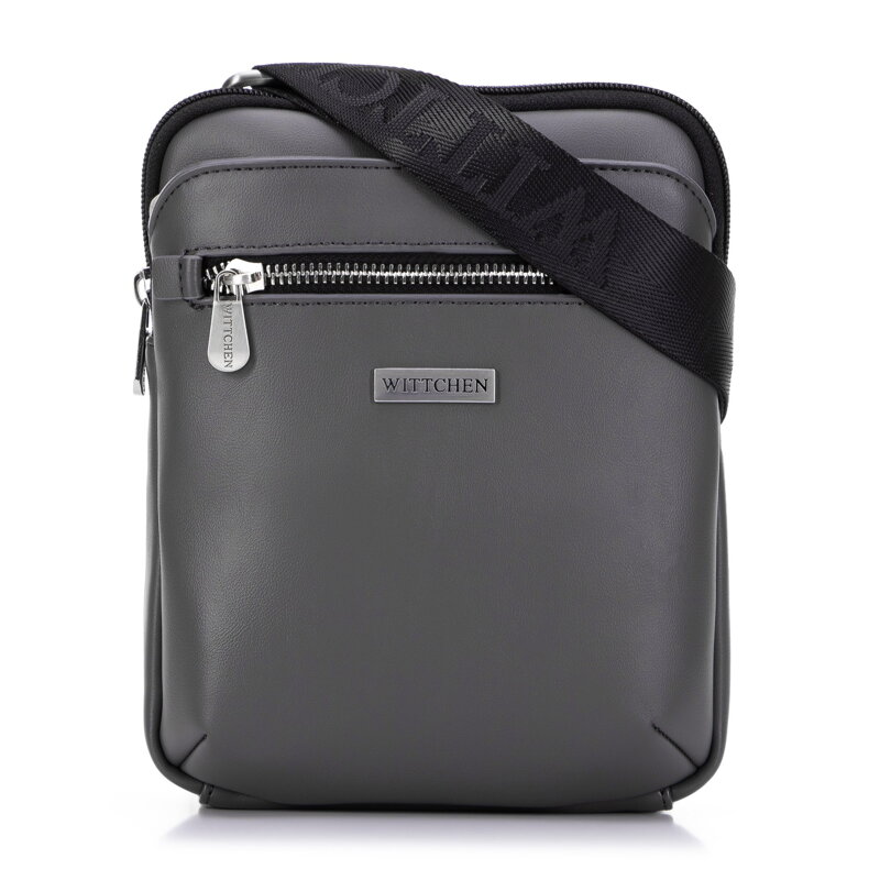 Pánska crossbody taška z ekokože s vreckami sivá 98-4P-506-8