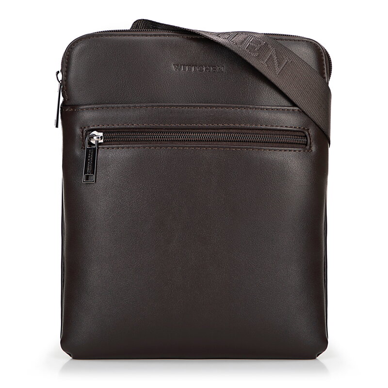 Pánska crossbody taška z imitácie kože tmavohnedá 100-4P-908-4