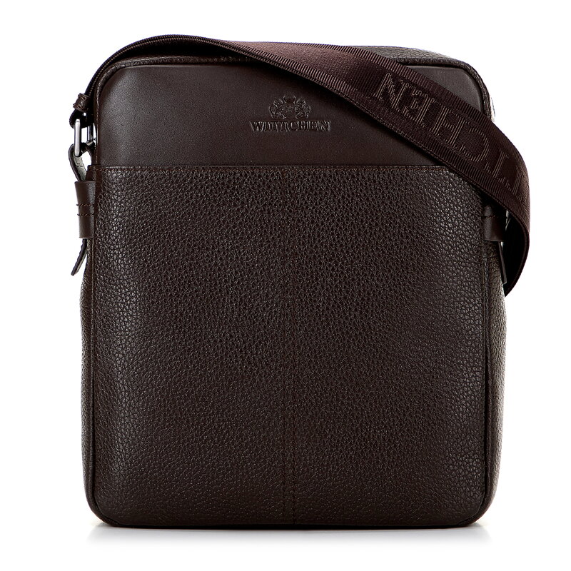 Pánska veľká kožená crossbody taška tmavohnedá 100-4U-807-4