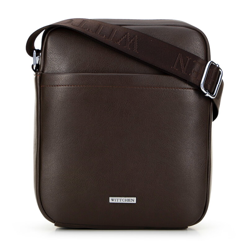 Pánska obdĺžniková kabelka cez rameno z ekokože hnedá 29-4P-007-4