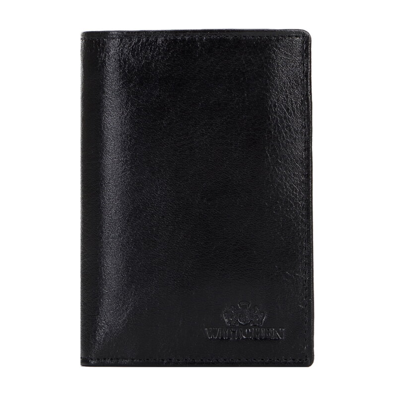 Pánska kožená peňaženka s výklopným panelom čierna a zlatá 21-1-018-10