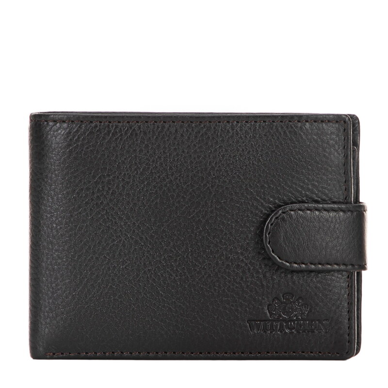 Pánska peňaženka z pravej kože so zapínaním na patentku, hnedá 14-1-038-LG4