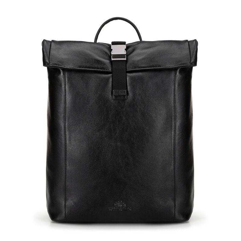 Plecak podróżny ze skóry naturalnej z miejscem na laptopa 16" czarny 16-3-009-1