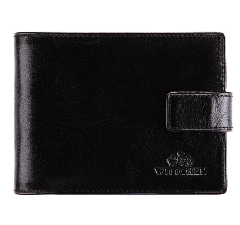 Męski portfel skórzany średni czarno-złoty 21-1-038-1