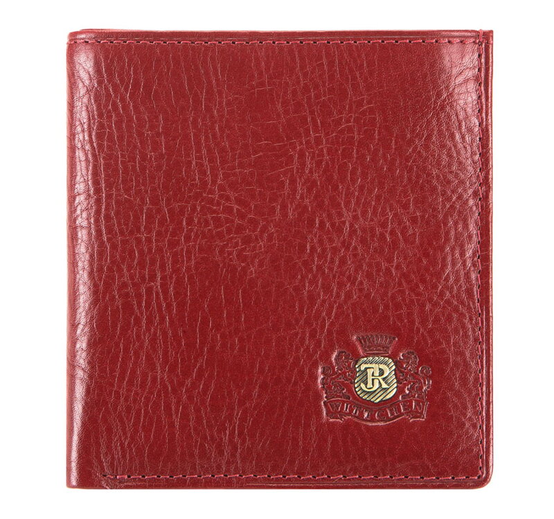 Kožená peňaženka s prešívaním malá červená 22-1-065-3