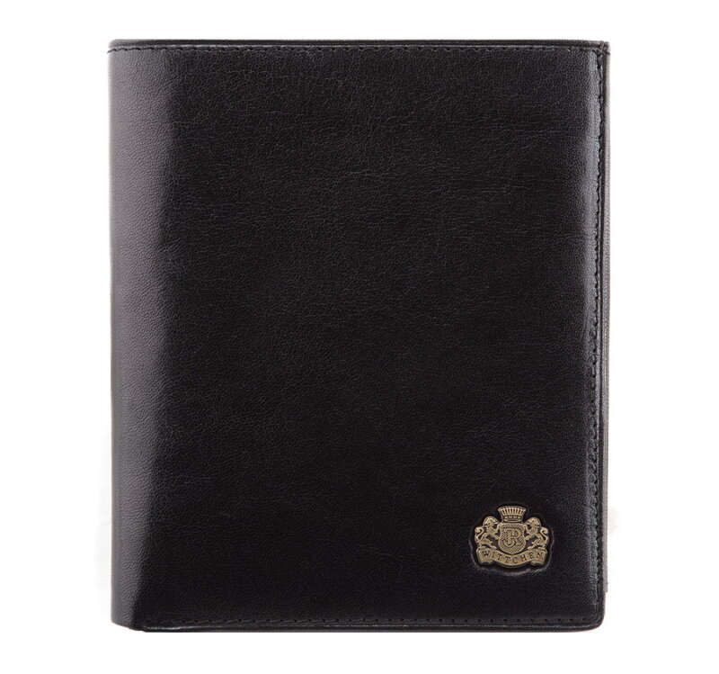 Veľká peňaženka z pravej kože s registračným certifikátom, čierna 11-1-139-1