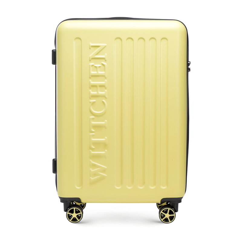 Średnia walizka z ABS-u z tłoczonym logo żółta 56-3A-502-50