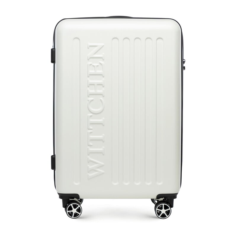 Średnia walizka z ABS-u z tłoczonym logo biała 56-3A-502-89