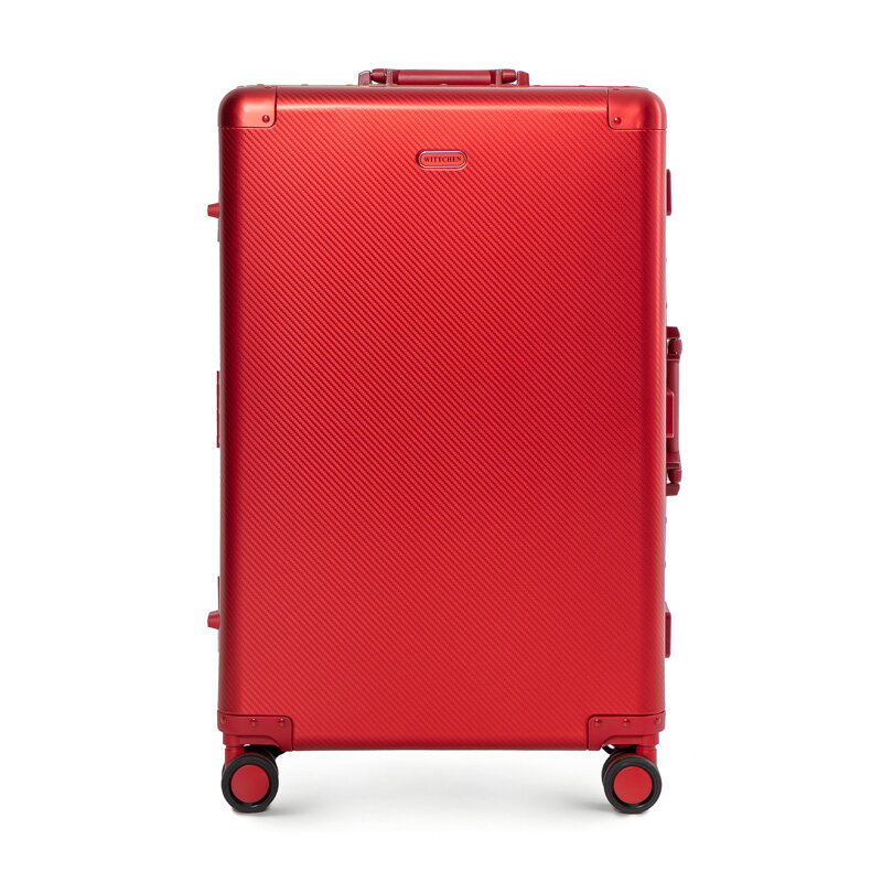 Średnia walizka z aluminium na kółkach czerwona 56-3H-102-30M