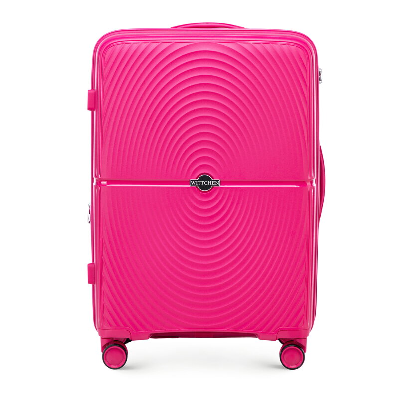 Średnia walizka z polipropylenu w okręgi różowa 56-3T-302-34