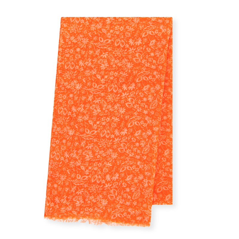 Delikatny szal damski pomarańczowy 100-7D-005-6