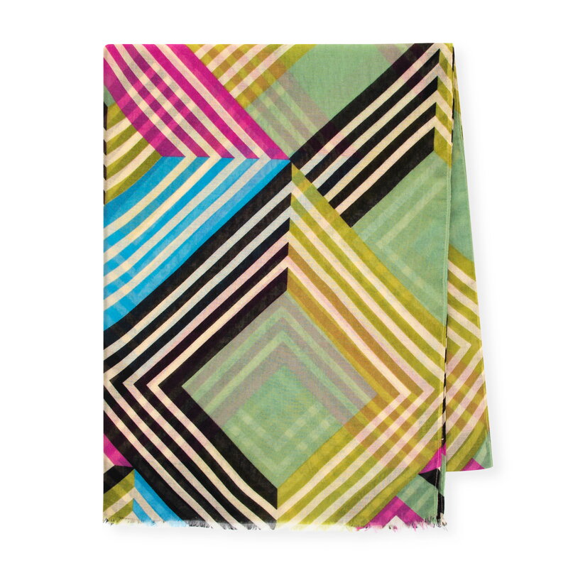 Damski szal w geometryczny motyw multikolor 100-7D-012-X