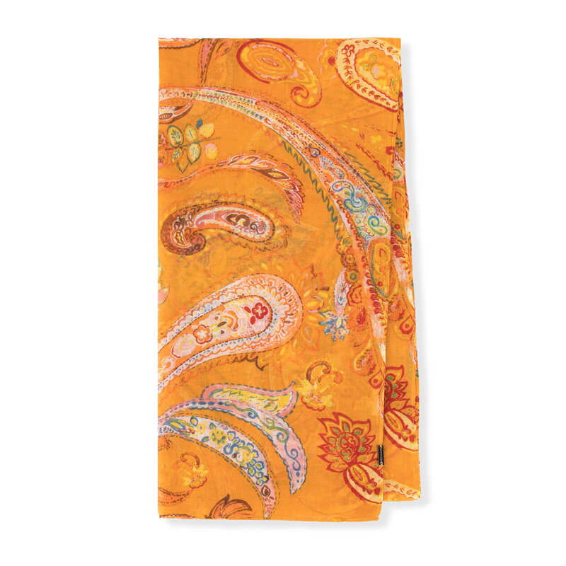 Damski cienki szal z motywem paisley pomarańczowo-brązowy 98-7D-X07-X1