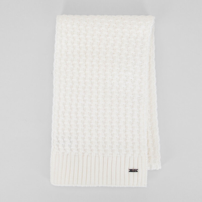 Szalik damski o splocie w delikatny wzór kremowy 101-7F-105-0