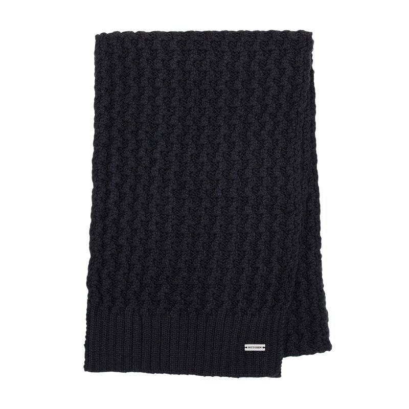 Szalik damski o splocie w delikatny wzór czarny 101-7F-105-1