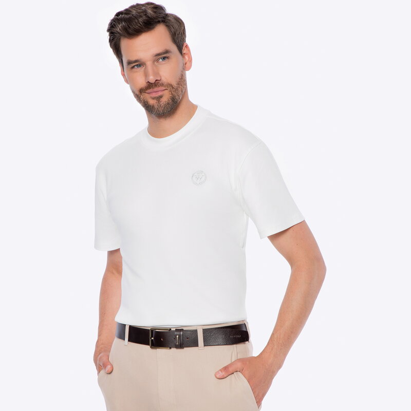 T-shirt męski z bawełny biały M0-99-100-0