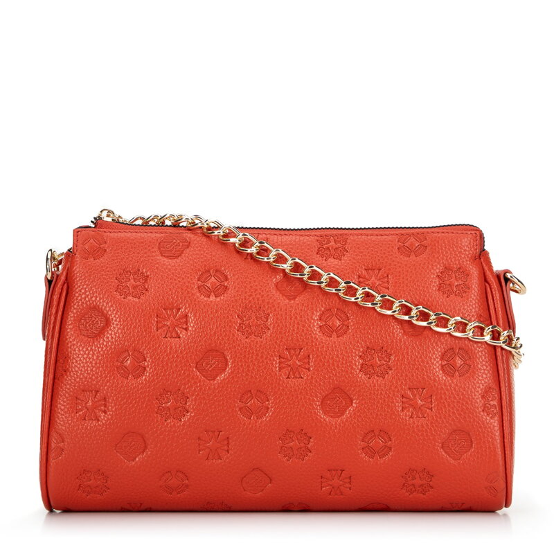 Kožená crossbody kabelka s razbou oranžová 99-4E-307-6